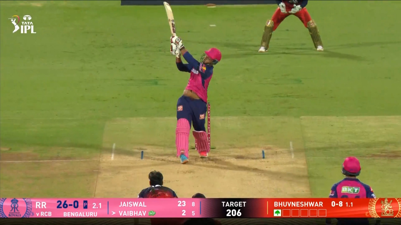 IPL 2025 M42: RCB vs RR - Vaibhav Sooryavanshi Six