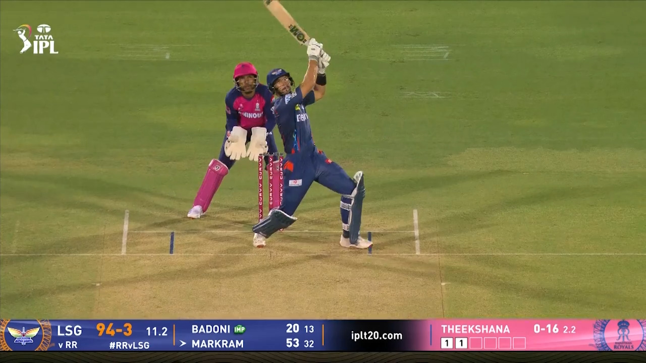 IPL 2025 M36: RR vs LSG - Aiden Markram Six