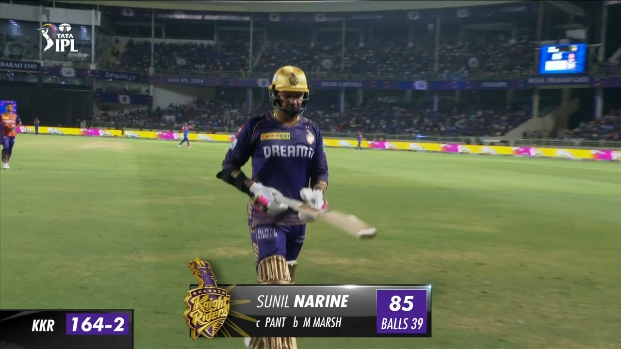 M16: DC vs KKR – Sunil Narine Wicket