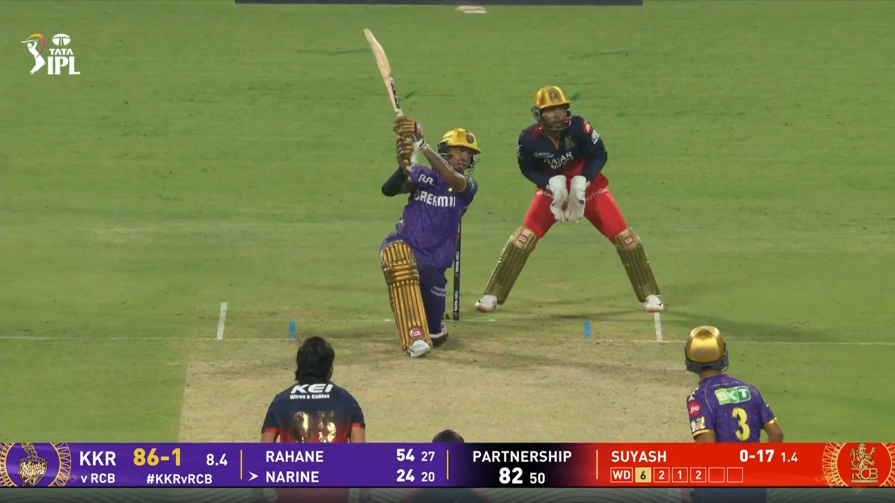IPL 2025 M01: KKR vs RCB - Sunil Narine Six background
