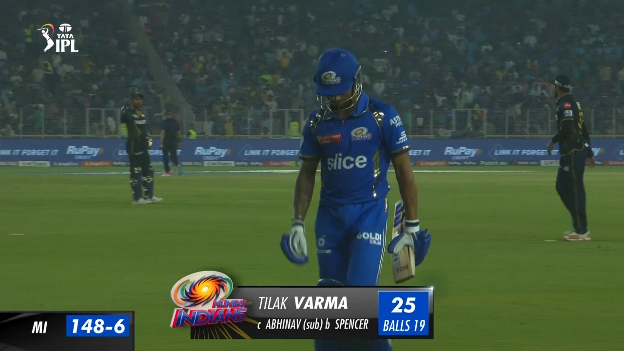 M05: GT vs MI – Tilak Varma Wicket background