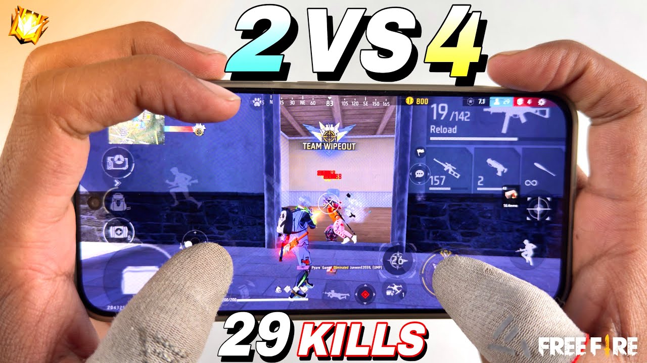 Free fire duo vs squad 29 kills dangerous gameplay, 3 finger handcam 