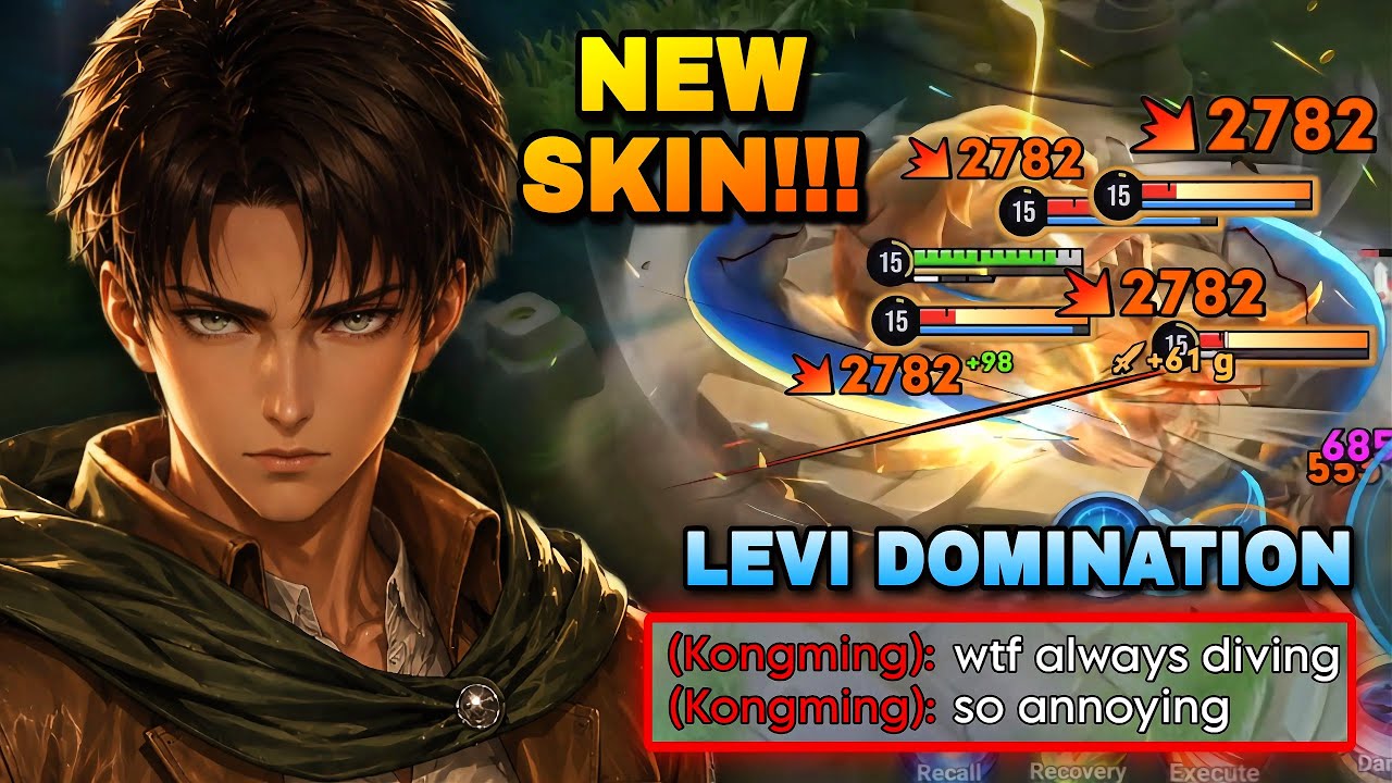 NEW SKIN! ALLAIN LEVI ACKERMAN DOMINATING GAMEPLAY IN CLASH LANE! | HONOR OF KINGS