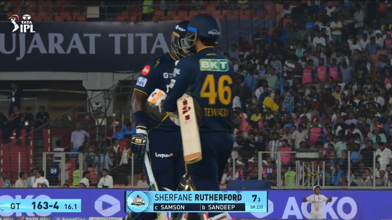 IPL 2025 M23: GT vs RR - Sherfane Rutherford Wicket