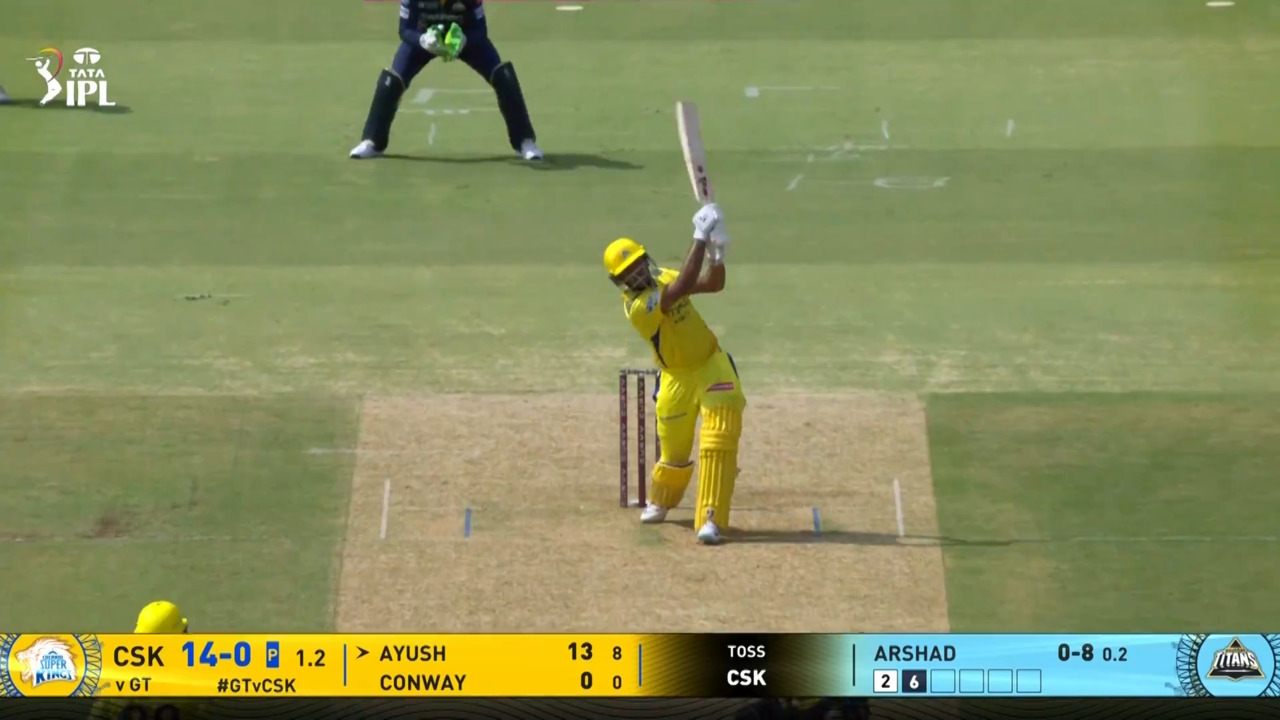 IPL 2025 M67: GT vs CSK - Ayush Mhatre Six background