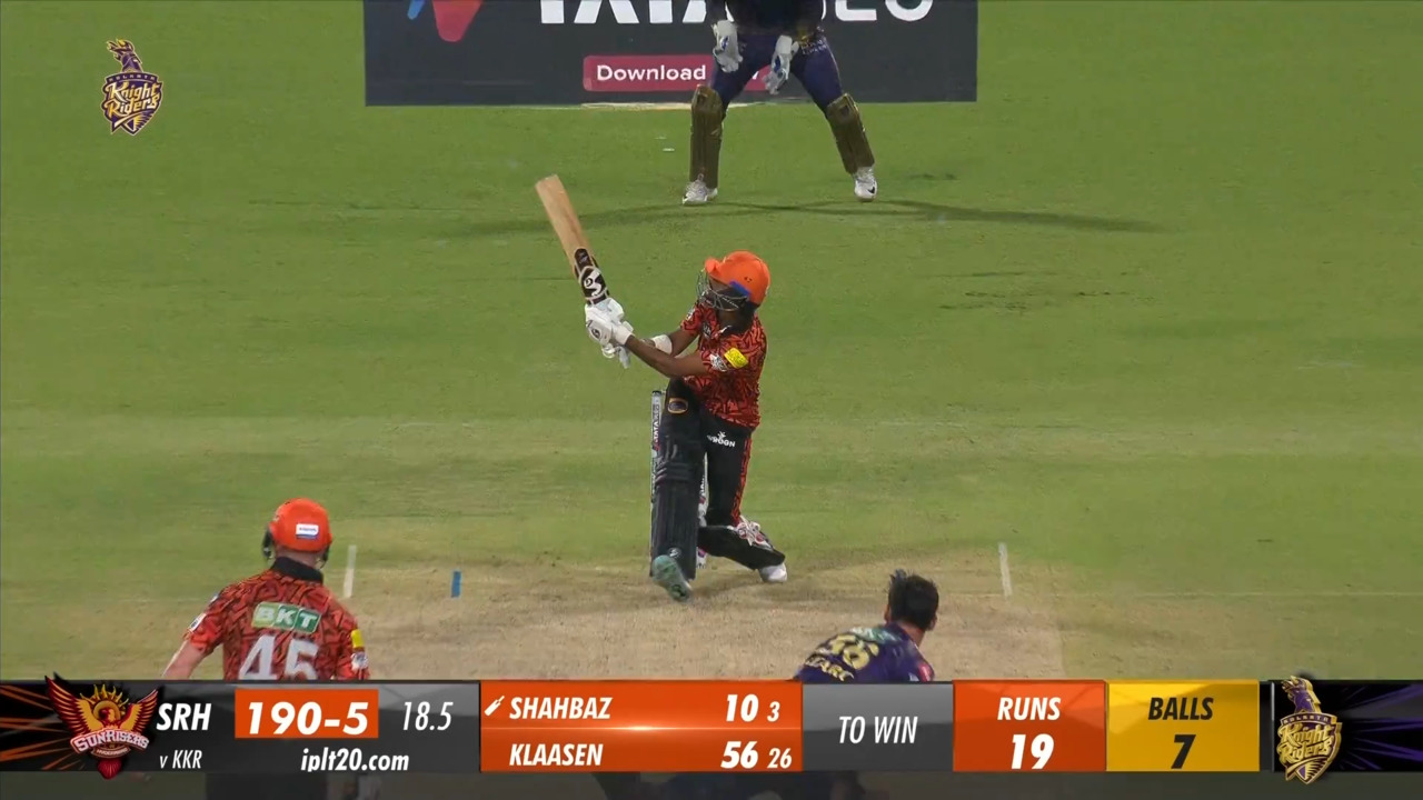 M03: KKR vs SRH – Shahbaz Ahmed Six background