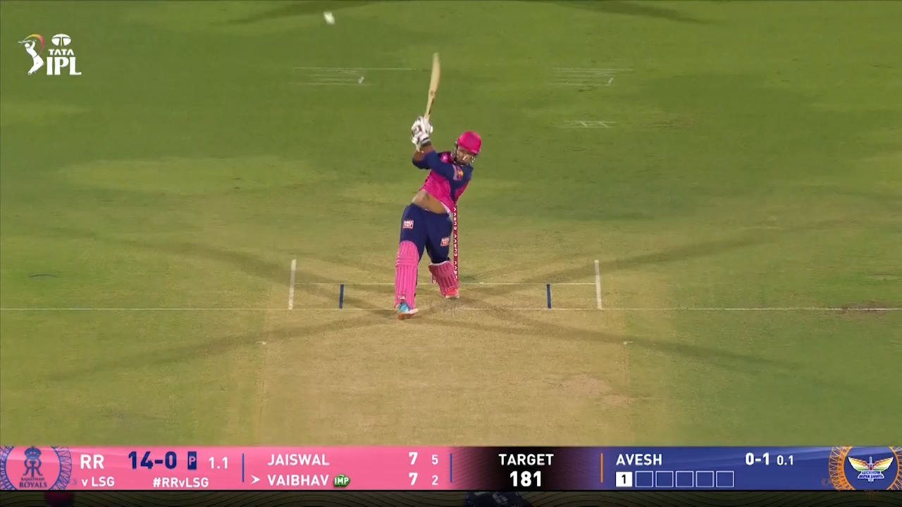 IPL 2025 M36: RR vs LSG - Vaibhav Sooryavanshi Six