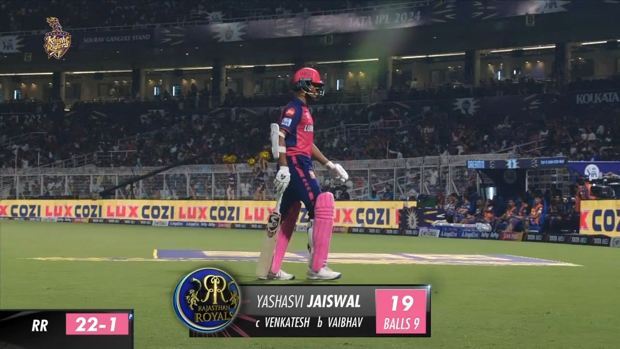 M31: KKR vs RR – Yashasvi Jaiswal Wicket