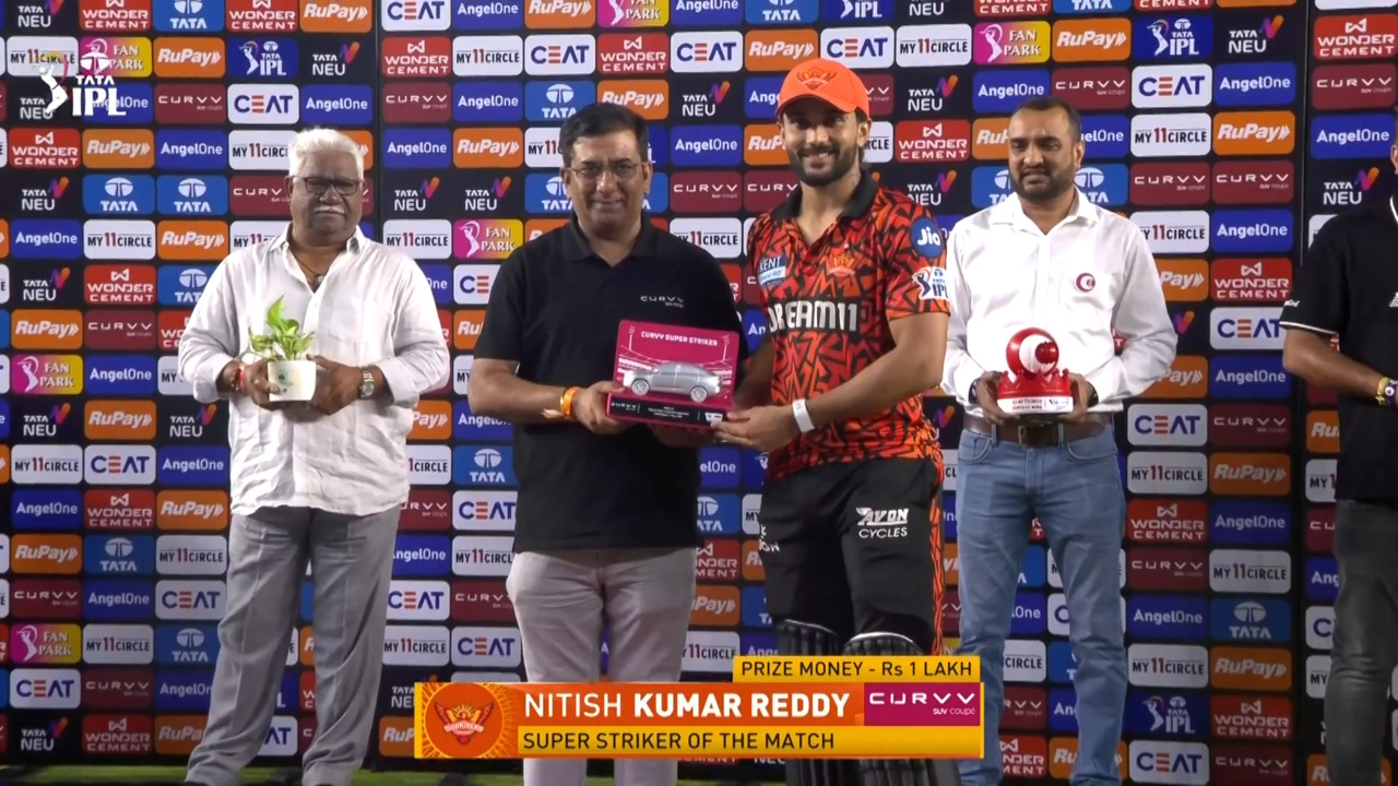 IPL 2025 M51: GT vs SRH - Curvv Super Striker of the Match - Nitish Kumar Reddy background