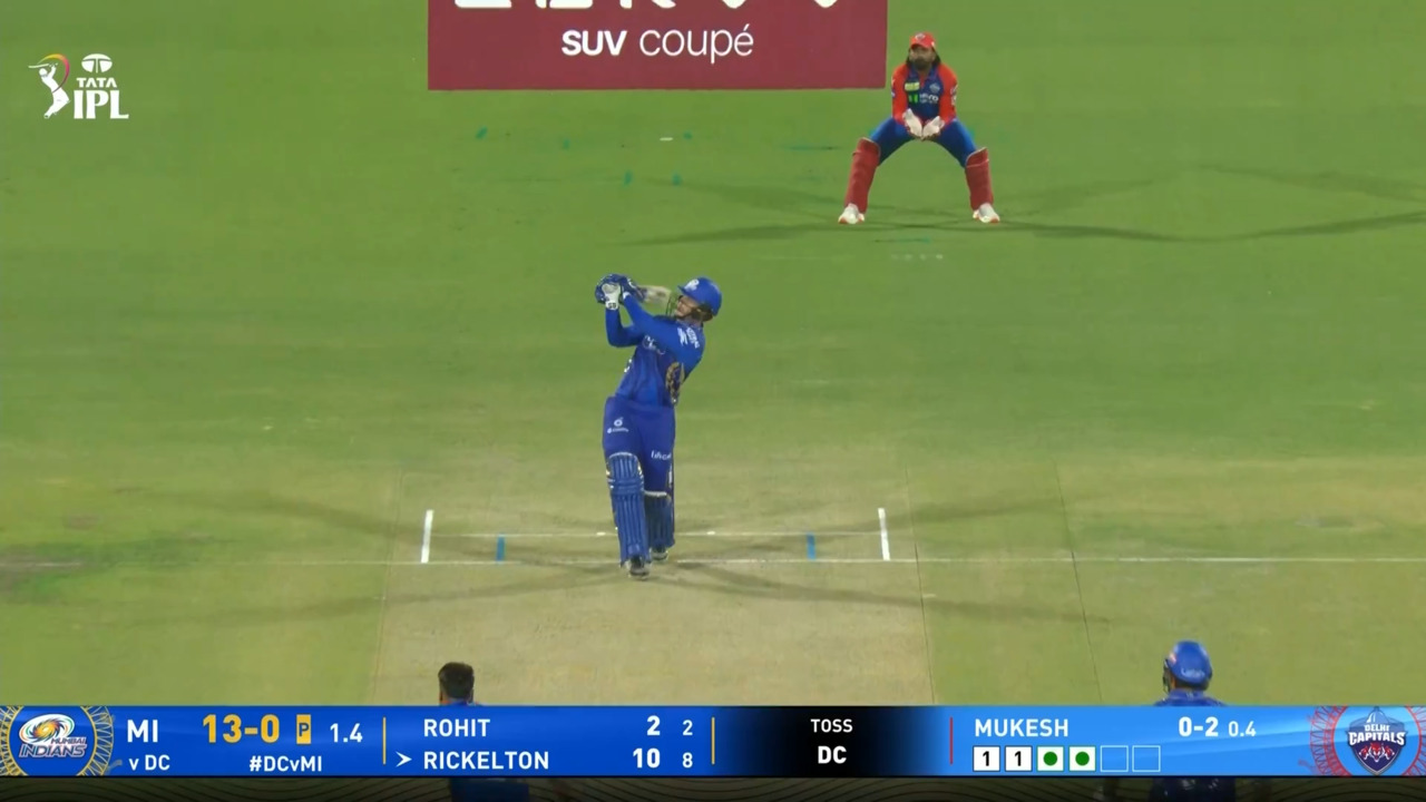 IPL 2025 M29: DC vs MI - Ryan Rickelton Six