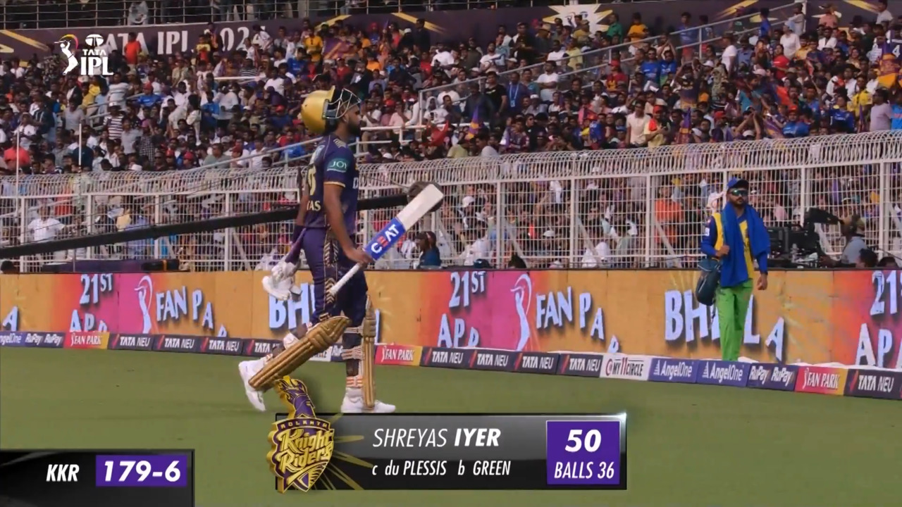 M36: KKR vs RCB – Shreyas Iyer Wicket