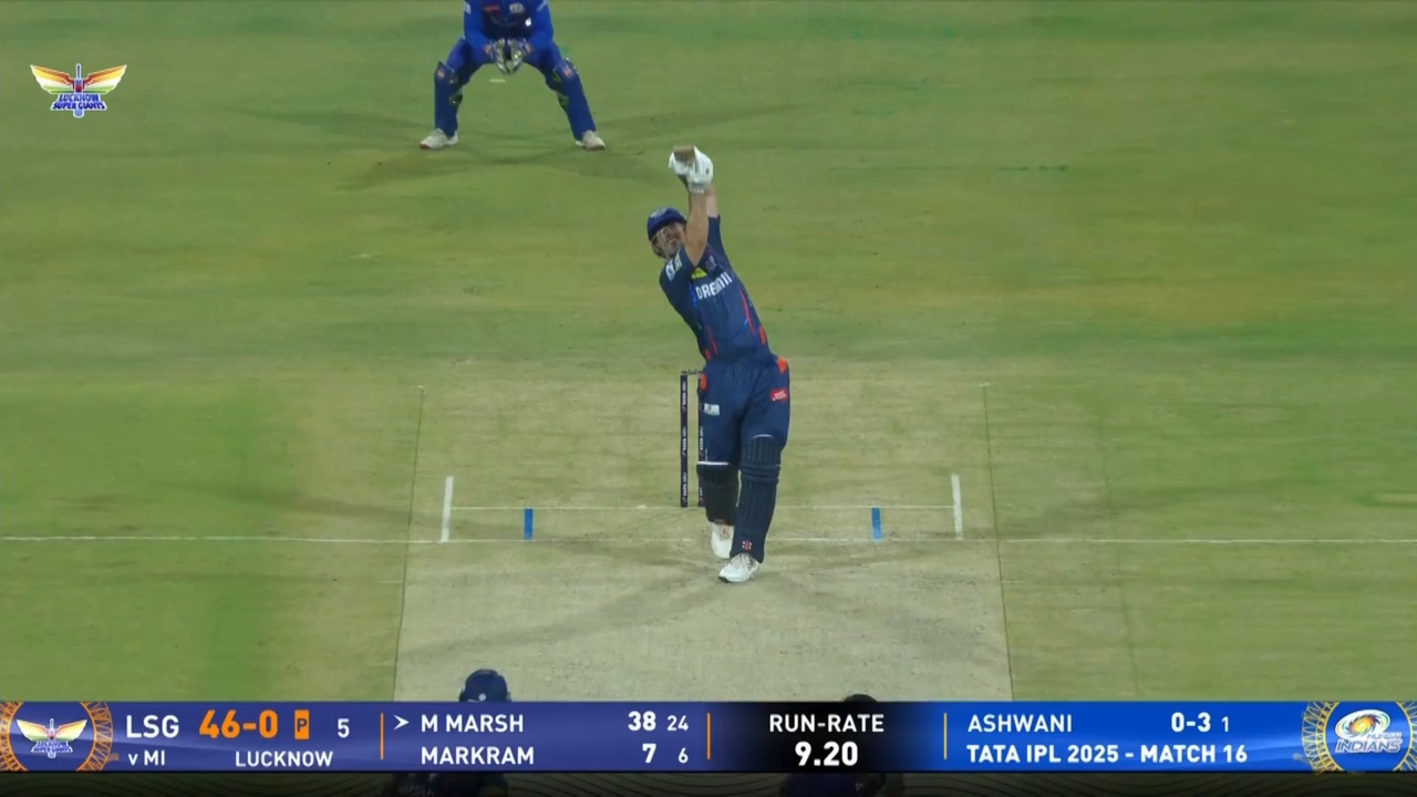 IPL 2025 M16: LSG vs MI - Mitchell Marsh Six background