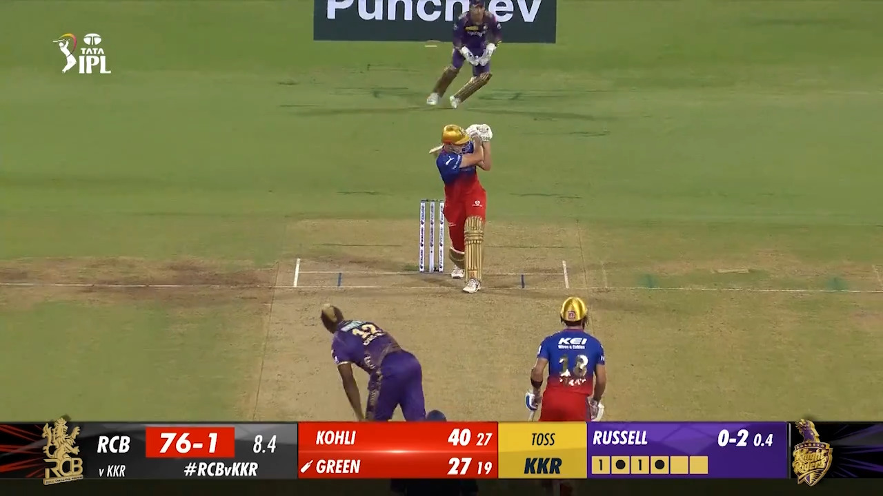 M10: RCB vs KKR – Cameron Green Six background
