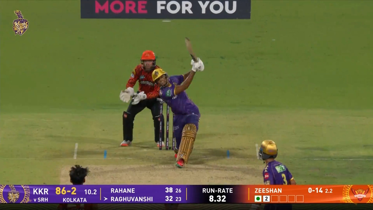 IPL 2025 M15: KKR vs SRH - Angkrish Raghuvanshi Six