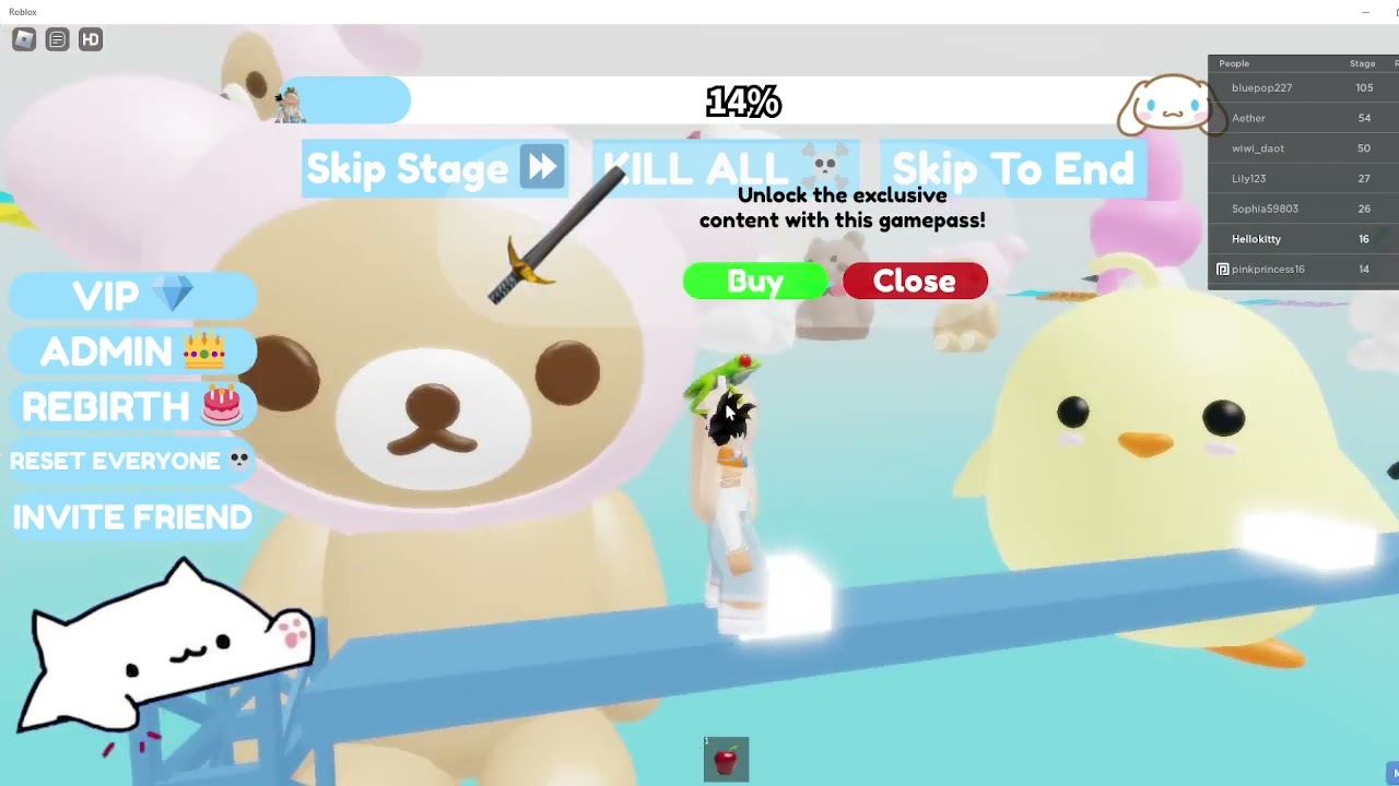 bongo cat play roblox obby