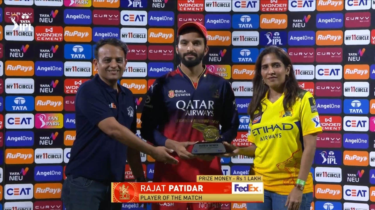 IPL 2025 M08: CSK vs RCB - Player of the Match - Rajat Patidar