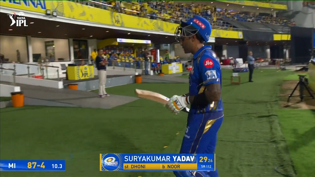 IPL 2025 M03: CSK vs MI - Suryakumar Yadav Wicket background