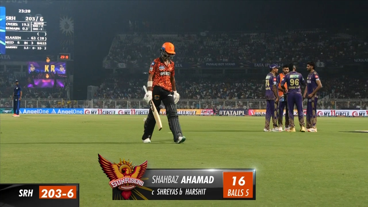 M03: KKR vs SRH – Shahbaz Ahmed Wicket
