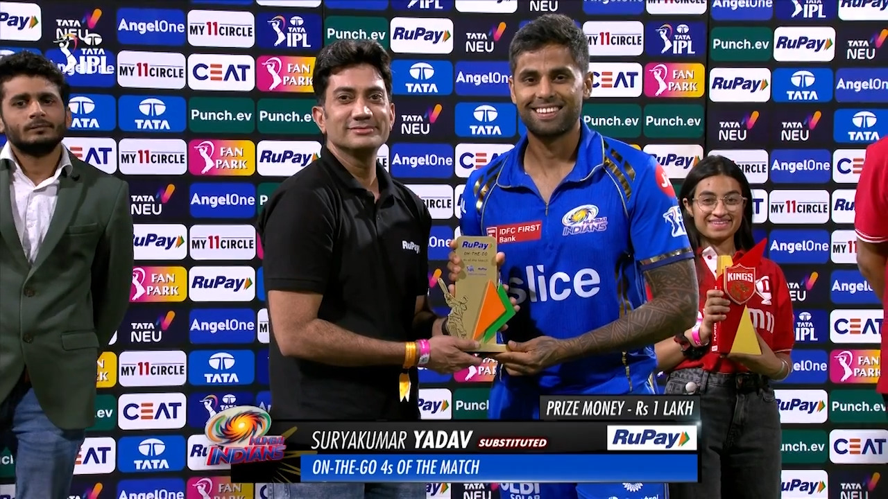M33: PBKS vs MI – RuPay On-The-Go 4s of the Match – Suryakumar Yadav