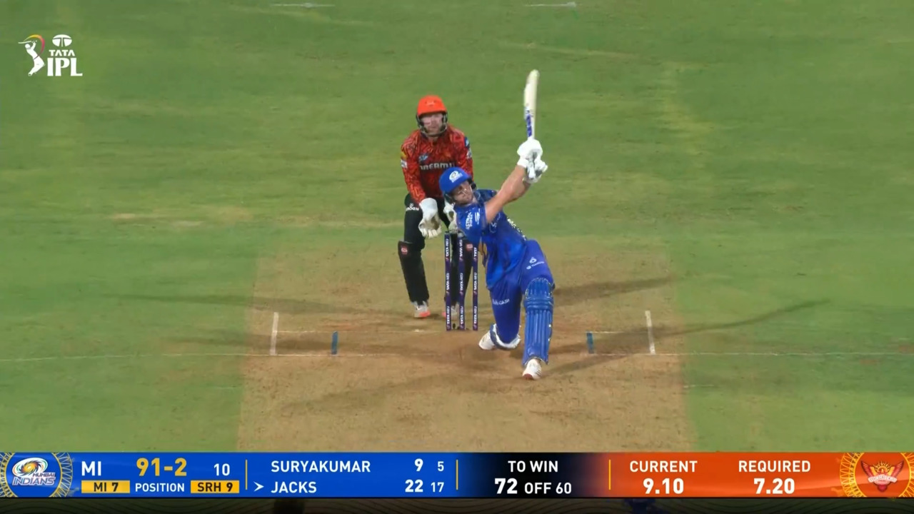 IPL 2025 M33: MI vs SRH - Will Jacks Six