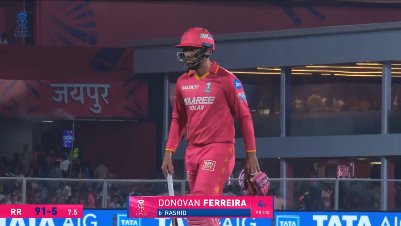 IPL 2026 M52: RR vs GT - Donovan Ferreira Wicket