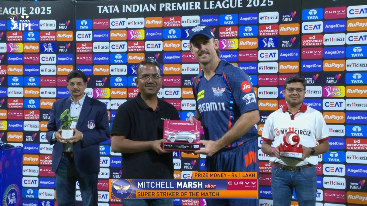 IPL 2025 M16: LSG vs MI - Curvv Super Striker of the Match - Mitchell Marsh background