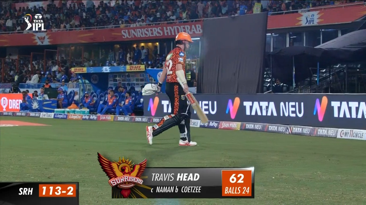 M08: SRH vs MI – Travis Head Wicket background