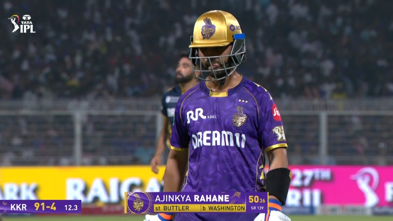 IPL 2025 M39: KKR vs GT - Ajinkya Rahane Wicket