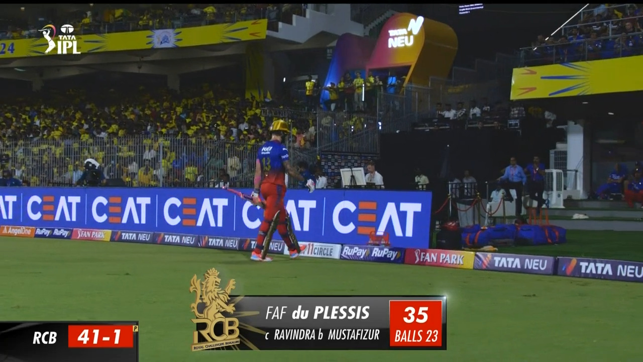 M01: CSK vs RCB – Faf Du Plessis Wicket