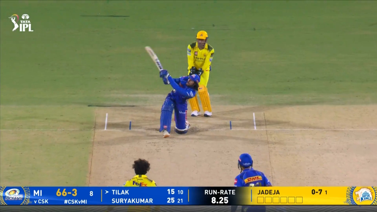 IPL 2025 M03: CSK vs MI - Tilak Varma Six