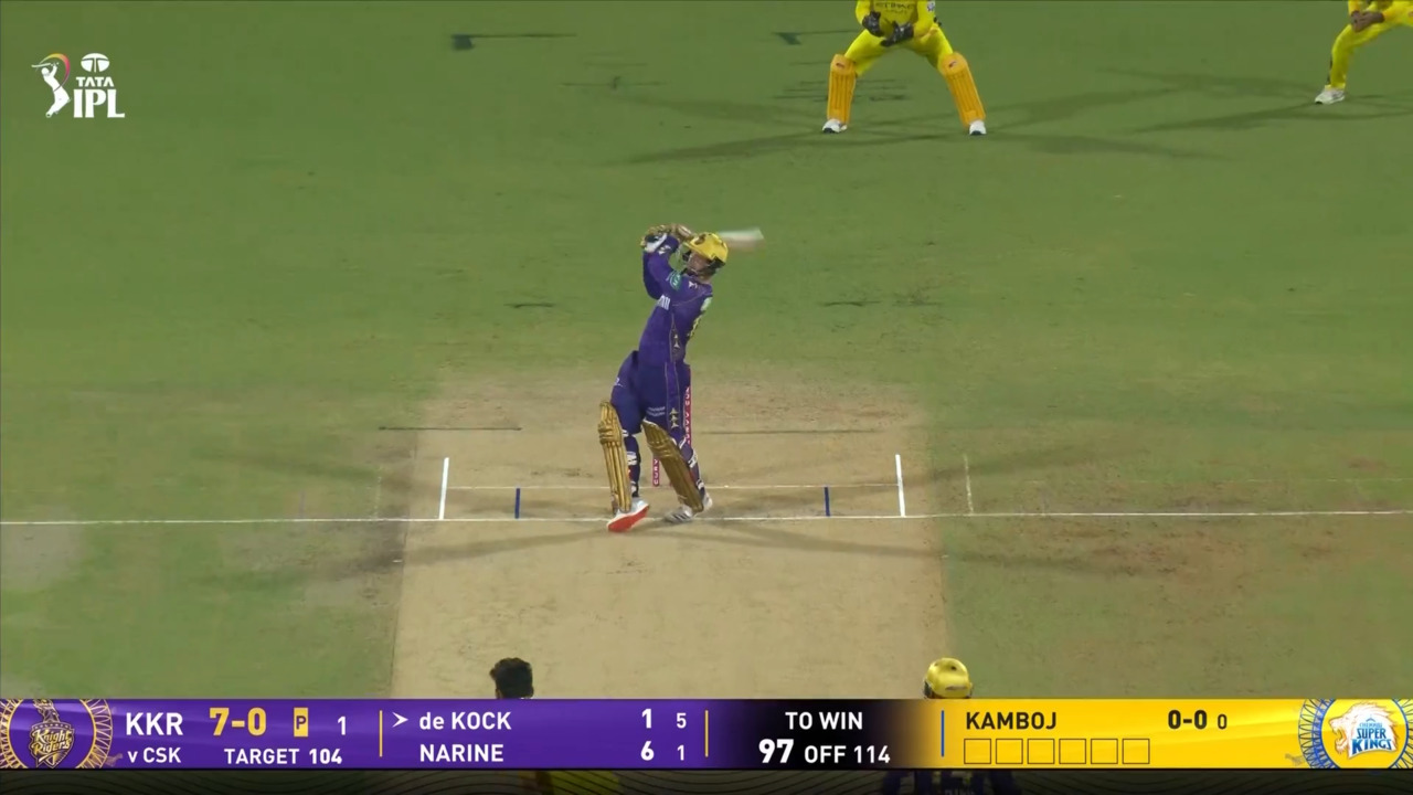 IPL 2025 M25: CSK vs KKR - Quinton De Kock Six