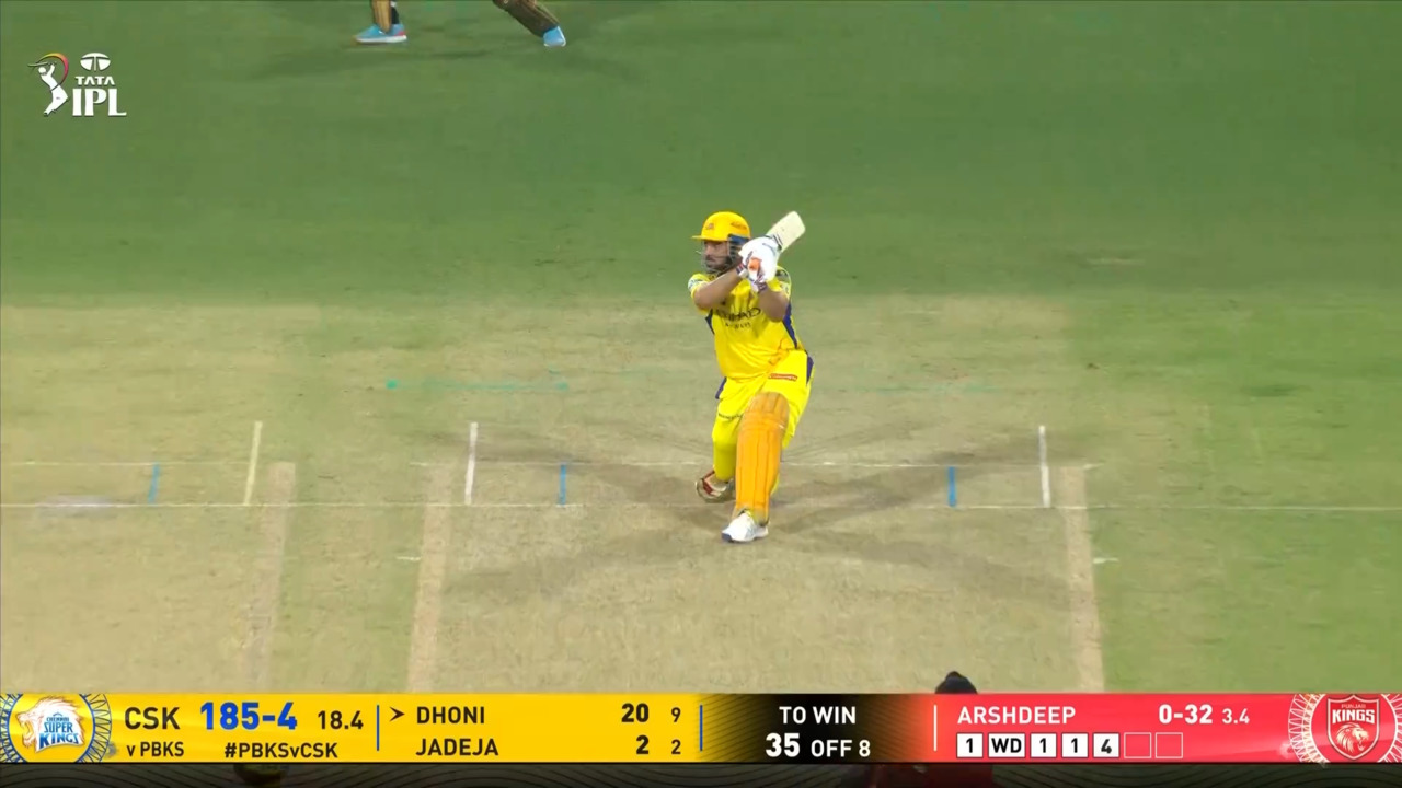 IPL 2025 M22: PBKS vs CSK - MS Dhoni Six background