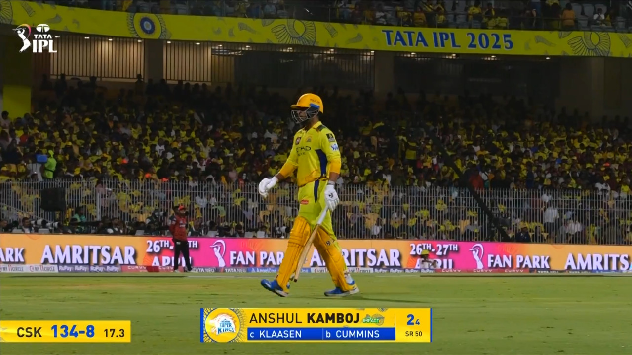 IPL 2025 M43: CSK vs SRH - Anshul Kamboj Wicket