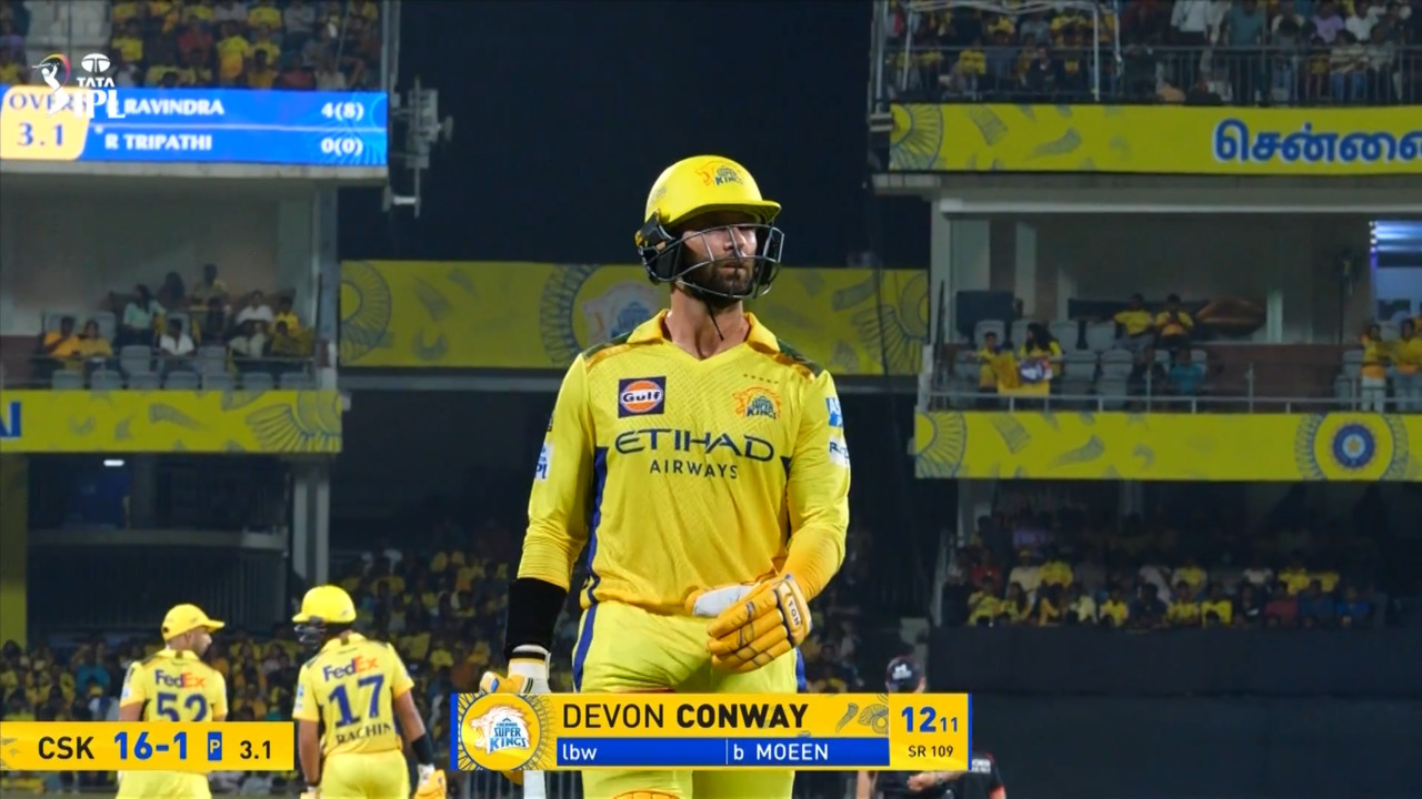 IPL 2025 M25: CSK vs KKR - Devon Conway Wicket
