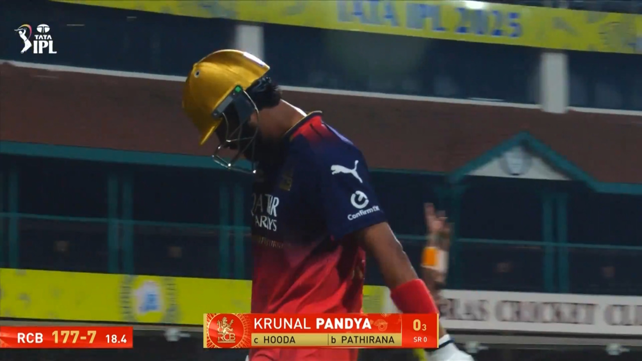 IPL 2025 M08: CSK vs RCB - Krunal Pandya Wicket