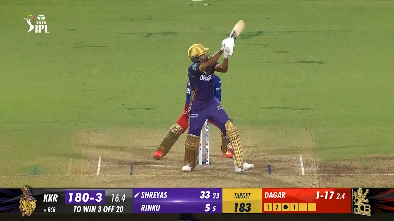 M10: RCB vs KKR – Shreyas Iyer Six