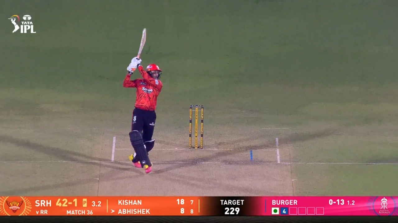 IPL 2026 M36: RR vs SRH - Abhishek Sharma Six
