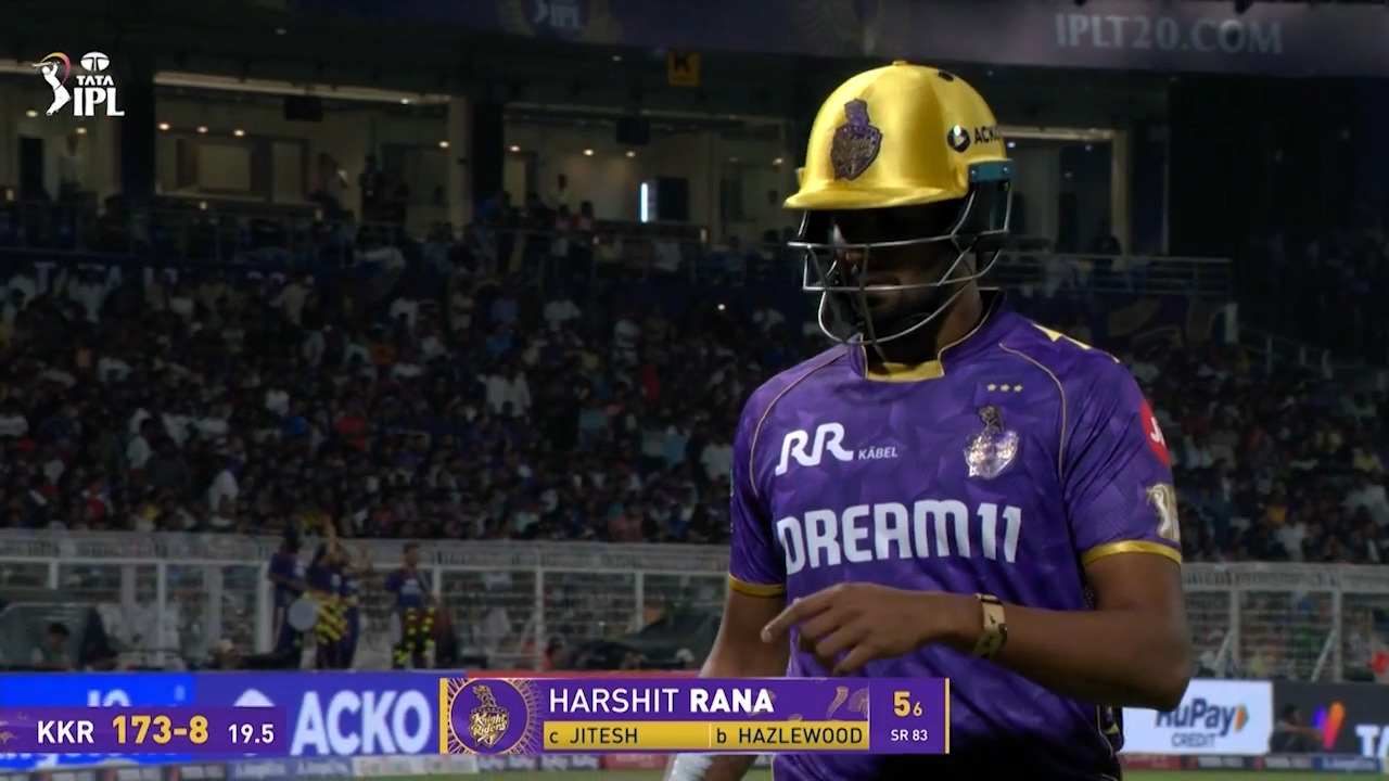 IPL 2025 M01: KKR vs RCB - Harshit Rana Wicket