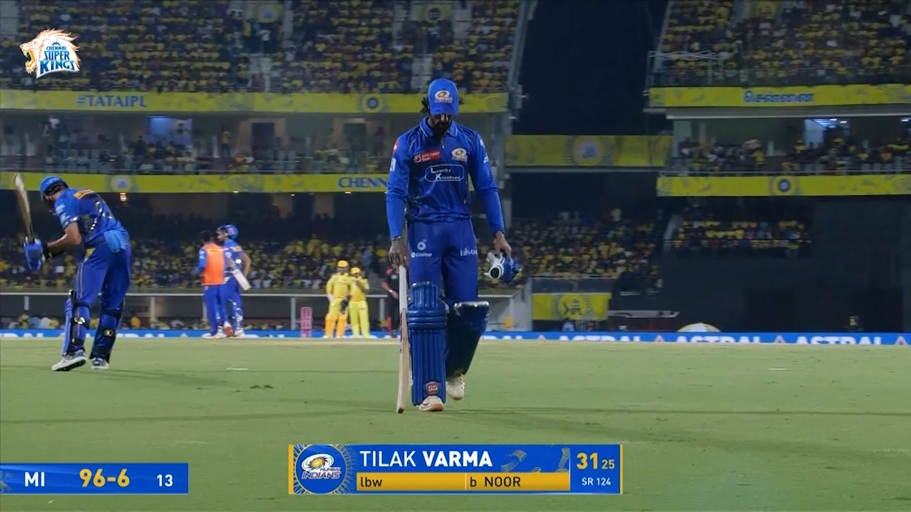 IPL 2025 M03: CSK vs MI - Tilak Varma Wicket