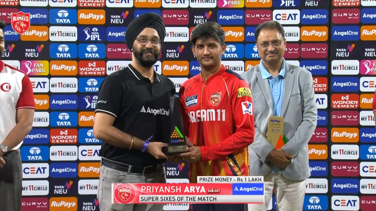 IPL 2025 M22: PBKS vs CSK - Angel One Super Sixes of the Match - Priyansh Arya background