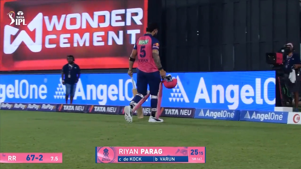 IPL 2025 M06: RR vs KKR - Riyan Parag Wicket