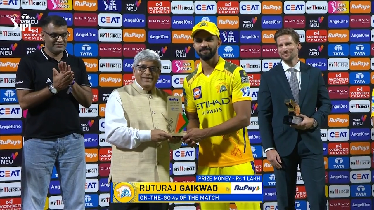 IPL 2025 M03: CSK vs MI - RuPay On-The-Go 4s of the Match - Ruturaj Gaikwad background