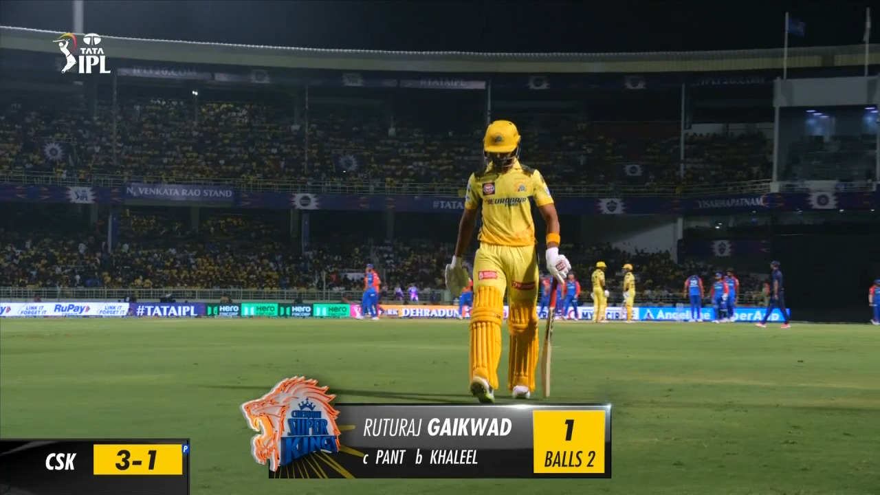 M13: DC vs CSK – Ruturaj Gaikwad Wicket