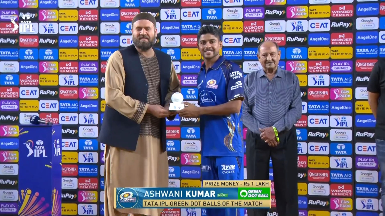 IPL 2026 M30: GT vs MI - TATA IPL Green Dot Balls of the Match - Ashwani Kumar