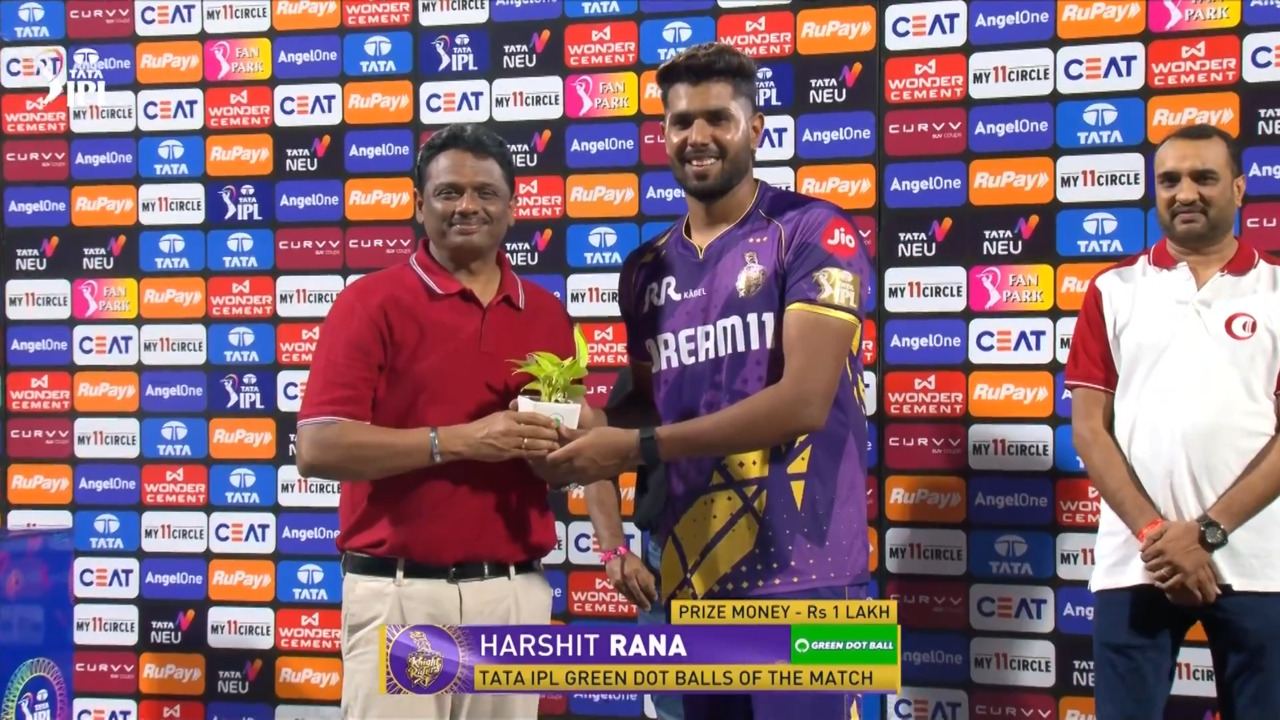 IPL 2025 M25: CSK vs KKR - TATA IPL Green Dot Balls of the Match - Harshit Rana
