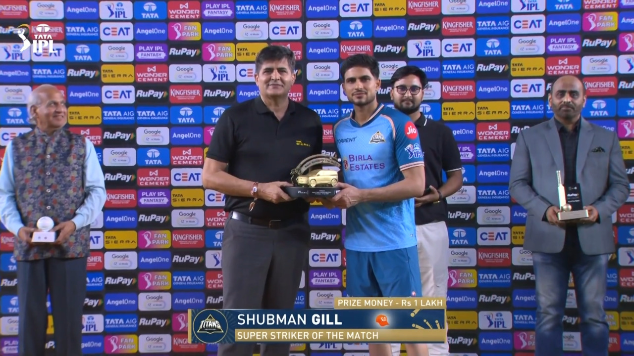 IPL 2026 M25: GT vs KKR - Sierra Super Striker of the Match - Shubman Gill