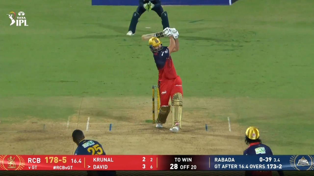IPL 2026 M34: RCB vs GT - Tim David Six
