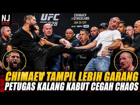 KONFERENSI PERS UFC 328 CHAOS! Chimaev Ngamuk, Strickland Ditendang di Depan Polisi!