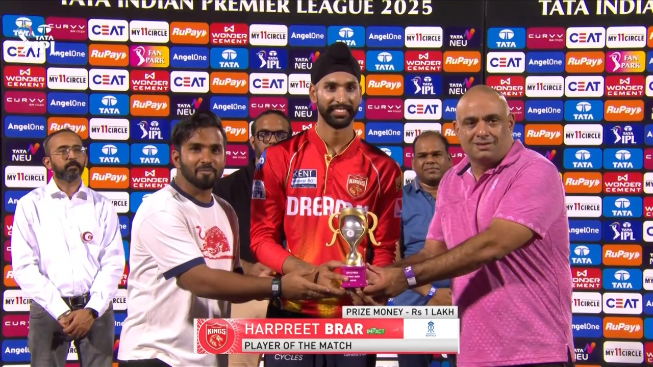 IPL 2025 M59: RR vs PBKS - Player of the Match - Harpreet Brar
