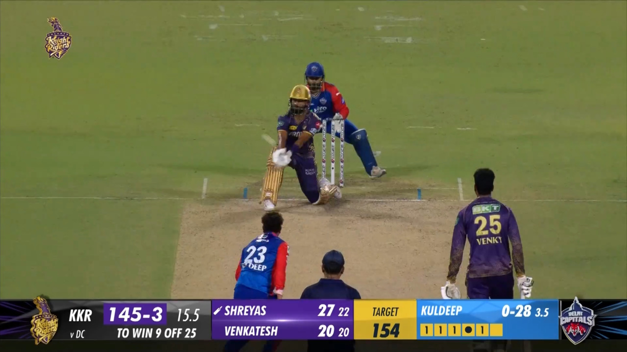 M47: KKR vs DC – Shreyas Iyer Six background